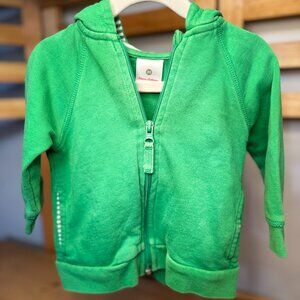 Hanna Andersson Kids Green Zip Up Hoodie Sweatshirt Size 80 (18-24M)